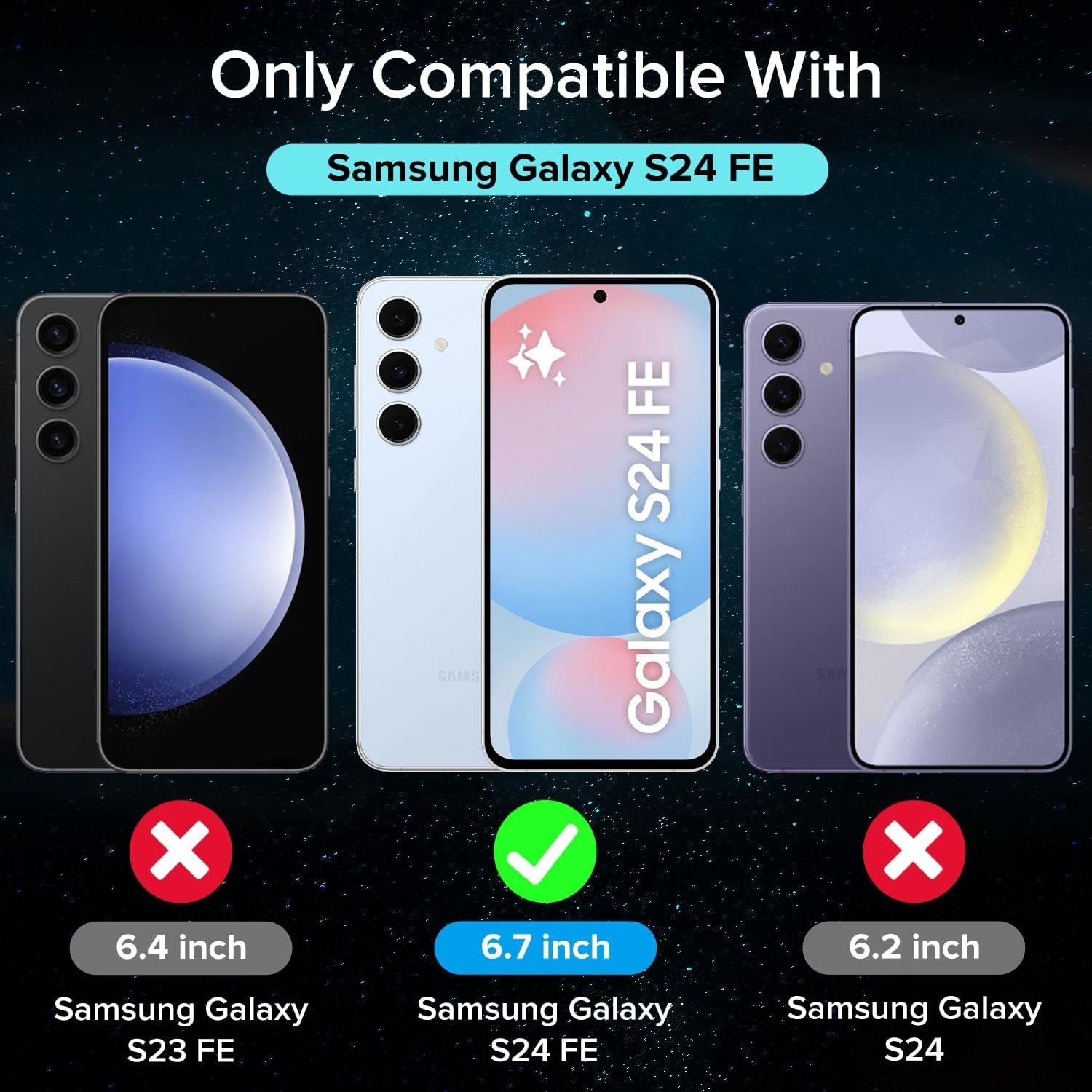 3 Pack Tempered Glass for Samsung Galaxy S24 FE 5G 6.7" 2024 Screen Protector with [Easy Installation Frame], Anti-Scratch Case Friendly Clear HD Film for Samsung Galaxy S24 FE 5G 6.7 Inch