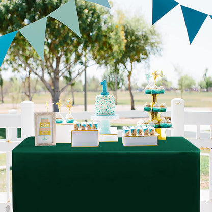 2 Pack Blackish Green Table Cloths for 6 Foot Rectangle Tables - Water Resistant Washable Fabric Polyester Rectangle Table Cover Protector for Wedding, Banquet and Trade Shows