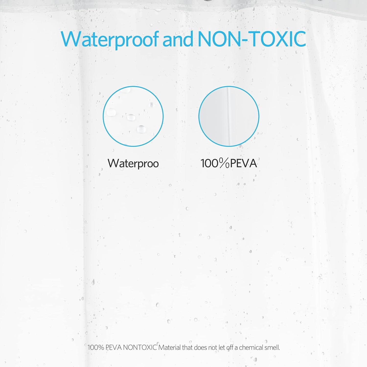 Clear Shower Curtain Liner Light Weight PEVA, Shower Liner 72X72 Inches, Waterproof, No Chemical Smell with 12 Rust Proof Metal Grommets Holes for Bathroom Shower Curtain