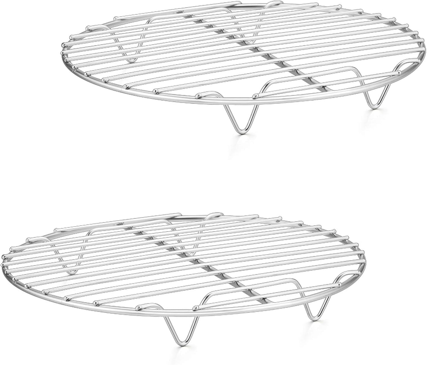 9 Inch Cooking Rack Round, Stainless Steel round Rack for Cooking Cooling Steaming Baking, Fit Air Fryer Pot Pressure Cooker, 2 Pack -Oven & Dishwasher Safe