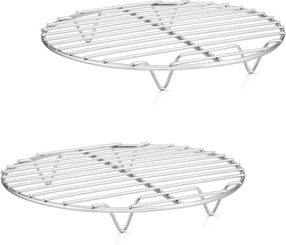 9 Inch Cooking Rack Round, Stainless Steel round Rack for Cooking Cooling Steaming Baking, Fit Air Fryer Pot Pressure Cooker, 2 Pack -Oven & Dishwasher Safe