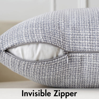 Burlap Linen Throw Pillow Covers 18X18 Inch Set of 2 Blue Grey Decorative Pillows Modern Farmhouse Pillowcases Soft Accent Cushion Covers for Outdoor Couch Sofa Bedroom Livingroom Home Decor
