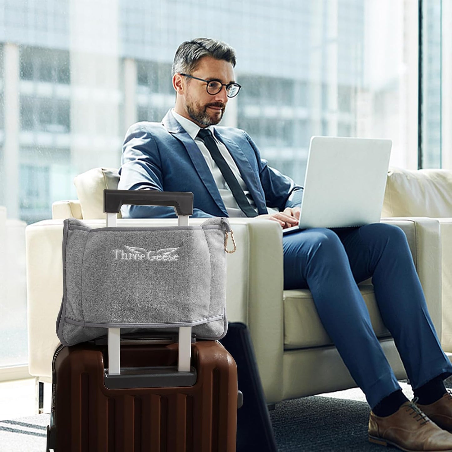 2-in-1 Travel Blanket and Pillow Set, Soft Flannel Airplane Throw with Luggage Strap, 65x40 Inches, Portable Compact Design with Carry Bag, Perfect for Travel Comfort