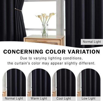 Dot Black Blackout Curtains for Bedroom 63 Inch Length 2 Panels Set, Thermal Insulated Energy Saving Noise Reducing Rod Pocket Back Tab Window Curtain Drapes, Each 40Wx63L