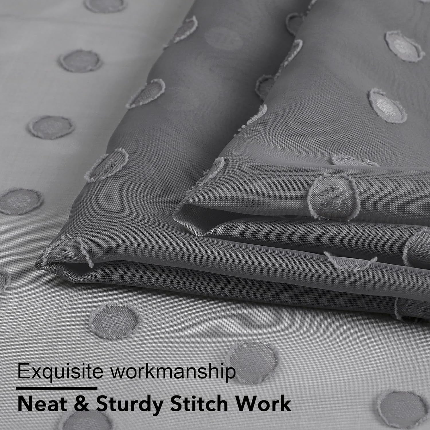 Polka Grey Sheer Curtains 84 Inches Long 2 Panels for Living Room Bedroom, Cute Dots Jacquard Curtains Sheer, Airy & Lightweight Elegant Window Treatments Sheer, 40" Wx84 L Inch