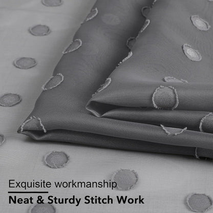 Polka Grey Sheer Curtains 84 Inches Long 2 Panels for Living Room Bedroom, Cute Dots Jacquard Curtains Sheer, Airy & Lightweight Elegant Window Treatments Sheer, 40" Wx84 L Inch