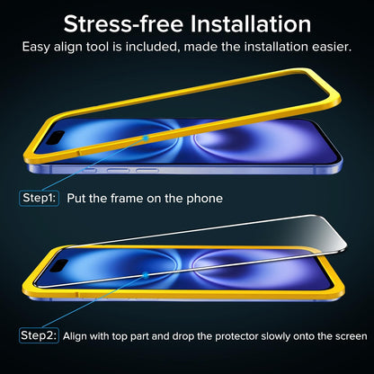 2-Pack Tempered Glass for Iphone 16 6.1"/ Iphone 15 6.1" Screen Protector with [Alignment Frame], Anti-Scratch, Case Friendly, Transparent HD Clear Film