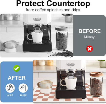 Coffee Mats, 19"X12" Checkered Dish Drying Mat for Kitchen Counter, Quick Dry Mat, Diatomite Absorbent Aesthetic Large Drying Mats for Coffee Bar - Beige