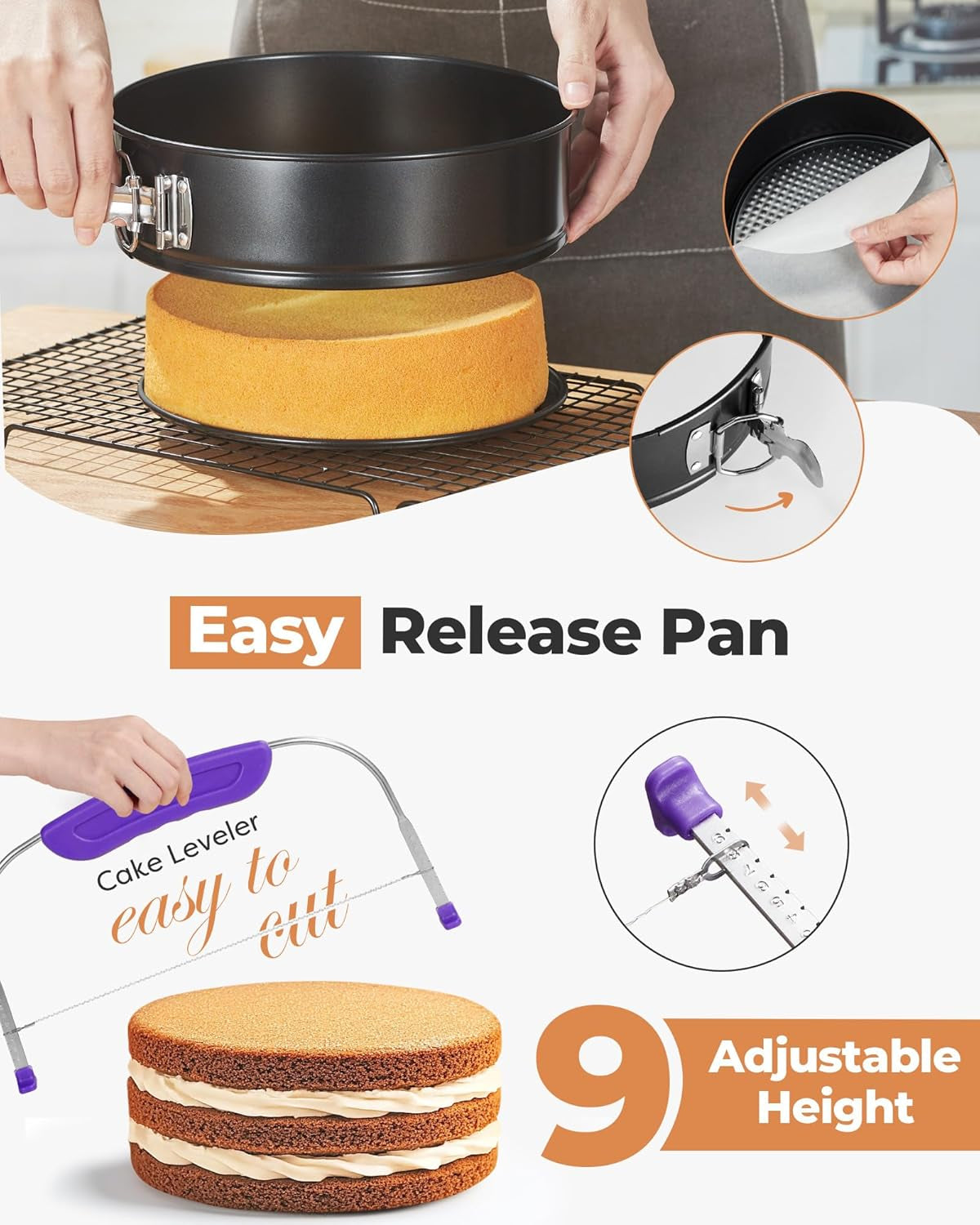 700Pcs Cake Decorating Kit, Baking Supplies with Springform Pans, Cake Turntable for Decorating, Piping Tips, Pastry Bags, and More Baking Tools