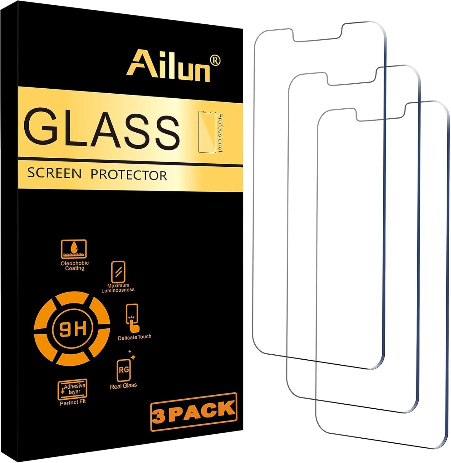 Iphone 16E/14/13/13 Pro [6.1 Inch] Glass Screen Protector 3 Pack Tempered Glass and Camera Lens Protector for Iphone 13 6.1" ＆ Iphone 13 Mini 5.4"