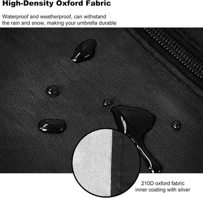 Patio Umbrella Cover, Waterproof Umbrella Covers for 7Ft to 9Ft Outdoor Umbrellas Market Parasol Covers with Push Rod, Black