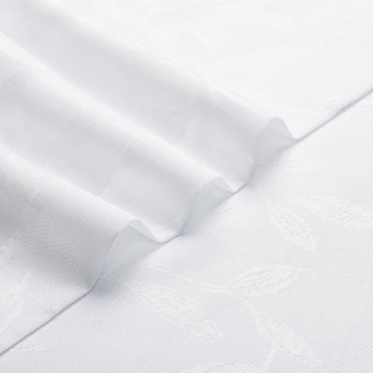 Mila White Kitchen Tier Curtains, 36 Inch Length, Semi Sheer Leaf Jacquard Textured Small Cafe Curtains, Light Filtering, Each 30Wx36L, 2PCS