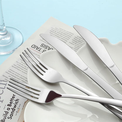 24 Pieces Forks and Knives Set, Food Grade Stainless Steel Silverware Set with 12 Knives & 12 Forks, Fork Silverware, Butter Knife, Metal Fork & Dinner Knives, Mirror Polished, Dishwasher Safe