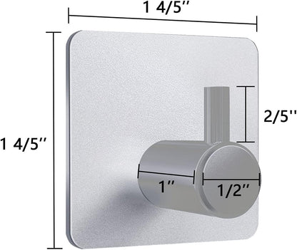 Adhesive Hooks 12 Pack, Heavy Duty Wall Hooks Aluminum Hooks for Hanging Coat, Hat, Towel, Robe, Key, Clothes, Towel Hook Wall Mount for Home, Office, Kitchen, Bathroom(Silver)