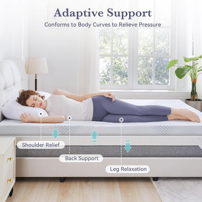 3 Inch Gel Memory Foam Mattress Topper King Size, Ventilated Mattress Pad for Body Pressure Relief, Cooling Bed Topper with Breathable Soft Cover, Certipur-Us Certified, Soft Version