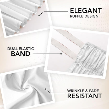 Full Elastic Bed Ruffle - Easy Wrap around Ruffle - Microfiber Bed Skirt with Adjustable Elastic Belt 16 Inch Tailored Drop - Hotel Quality Bedskirt, Fade Resistant (Full, White)