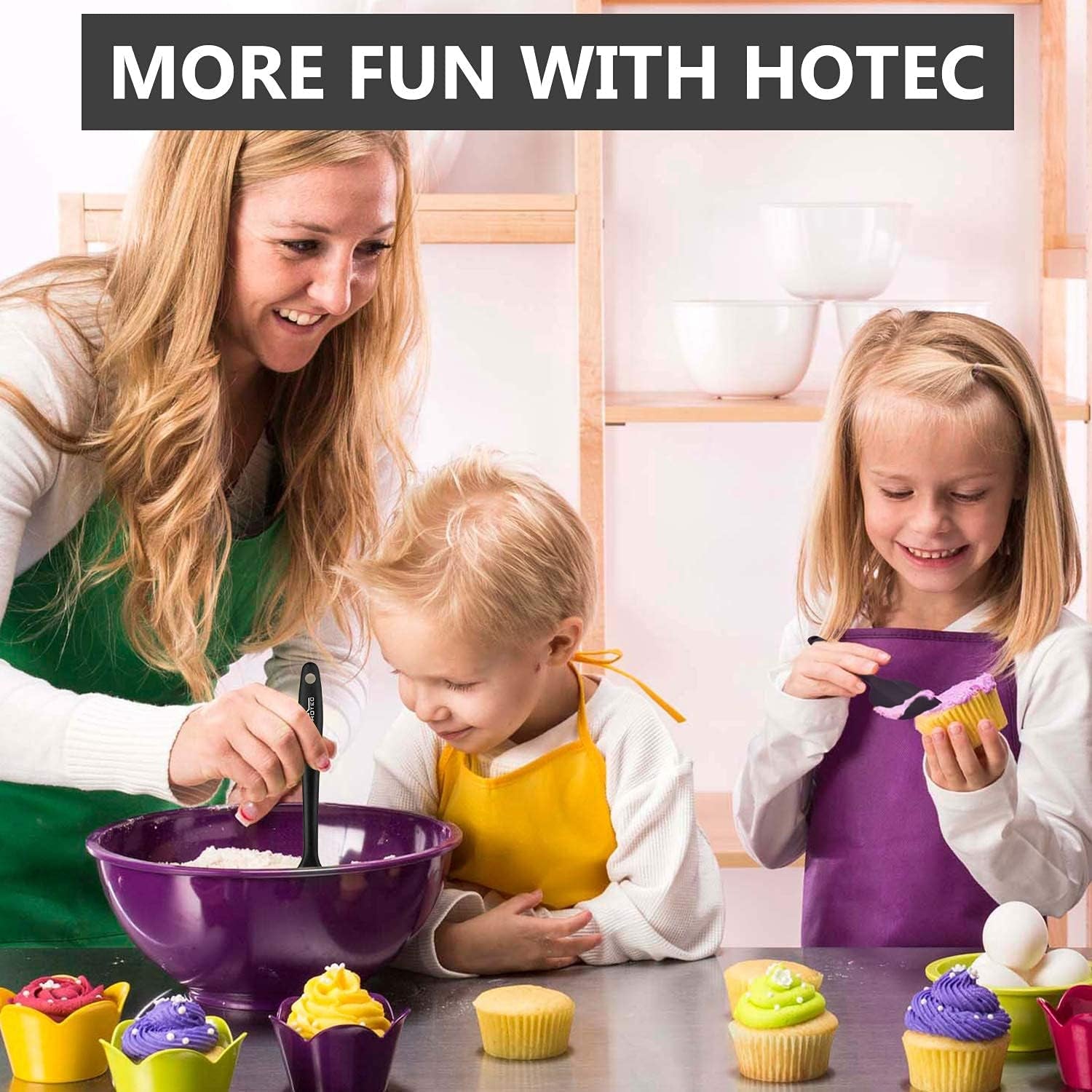 600℉ Heat Resistant Bpa-Free Silicone Rubber Spatula Set,Kitchen Cooking Spatulas, Baking, Mixing for Non Stick Cookware, Dishwasher Safe, Black Set of 5