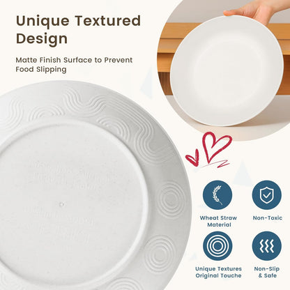 40-Piece Wheat Straw Dinnerware Set for 8 - Lightweight, Unbreakable Plates and Bowls, Microwave and Dishwasher Safe (White)
