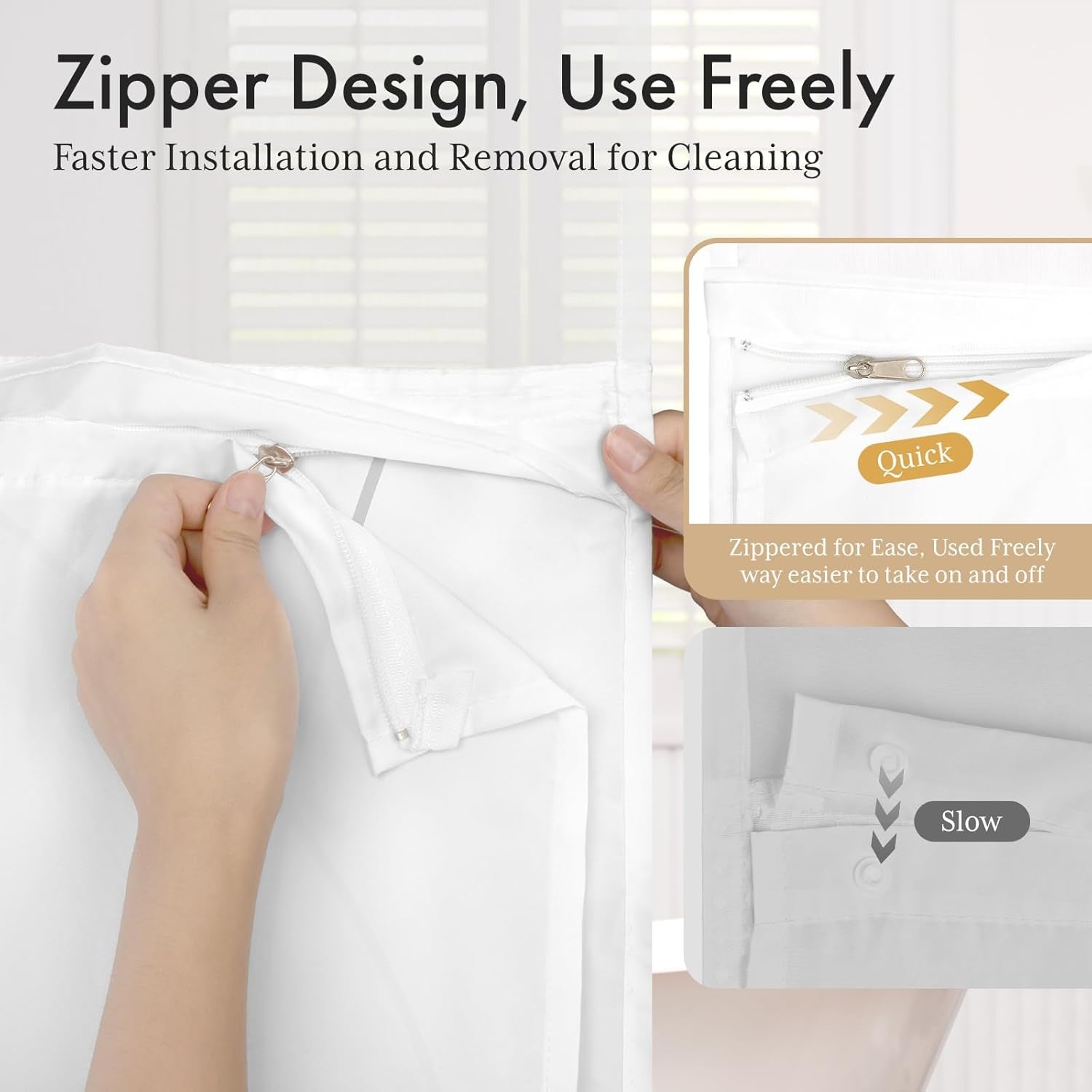 No Hook Shower Curtain and Liner Set, Shower Curtain with Liner and Hooks Built-In Less Time, Heavy Duty Double Waterproof Farmhouse Shower Curtain Set for Bathroom, Grey, 74"X72"