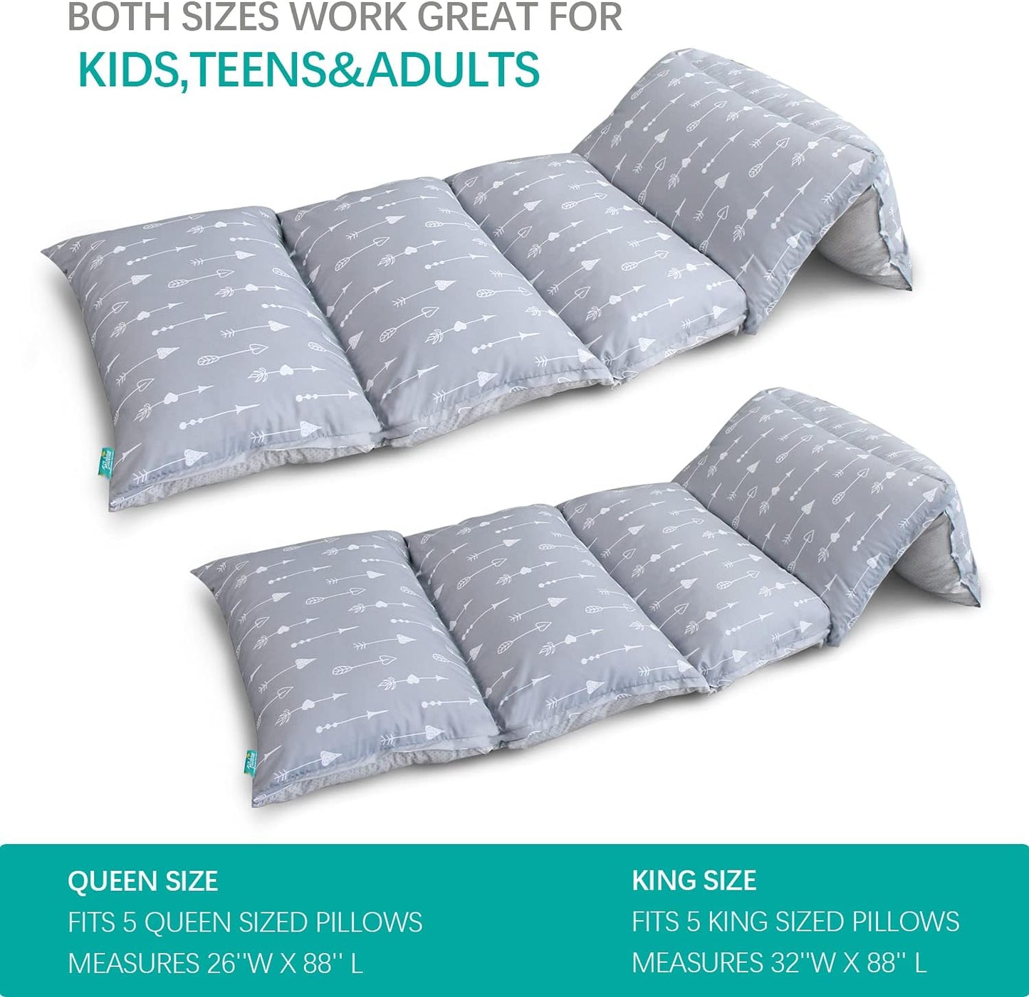 Floor Lounger Cover Non-Slip & Super Soft Floor Sofa Pillow Bed Cover, Great Choice for Kids or Adults Perfect for Slumber Party, Arrow Queen (Pillow Not Included)