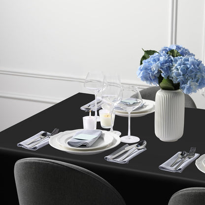 4 PCS Picnic Table Cover with Bench Covers, Black Plastic Table Cloths, 54 X 108 in Disposable Waterproof Rectangle Table Covers for Camping Birthdays Weddings Parties Christmas