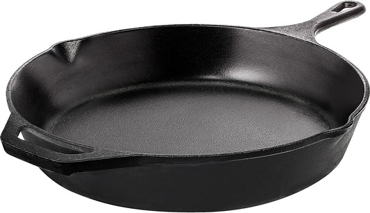 Cast Iron Frying Pan 12 Inch, Cast Iron Chefs Pan, Pre Seasoned Skillet, Safe Grill Cookware for Indoor & Outdoor Use, Black