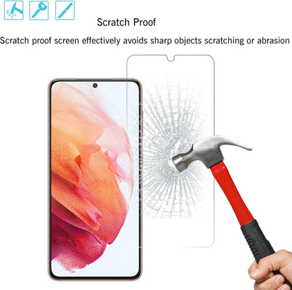 Screen Protector for Galaxy S21 5G [6.2 Inch] 2Pack + 2Pack Camera Lens Tempered Glass Fingerprint Unlock Compatible 0.33Mm Clear Anti-Scratch Case Friendly [Not for Galaxy S21 Plus]