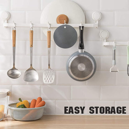 Trivets for Hot Dishes - Hot Pads for Kitchen, Silicone Pot Holders for Hot Pots and Pans, Silicone Mats for Kitchen Countertops, Table, Flexible Easy to Wash and Dry, Grey