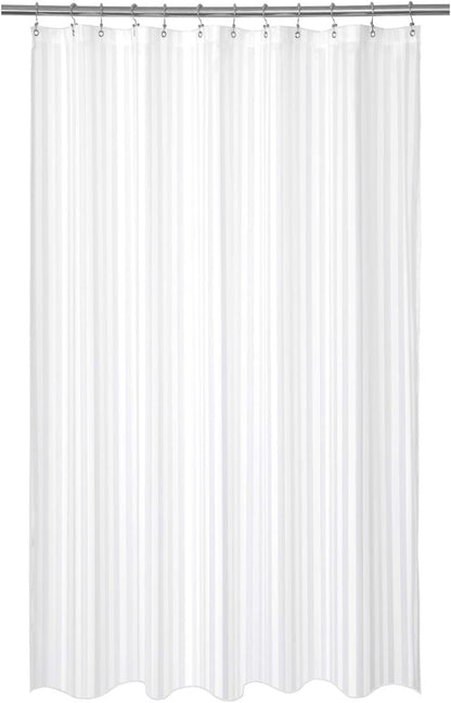 Waterproof Fabric Shower Curtain or Liner Standard Size, Satin Damask Striped, Machine Washable, Hotel Quality, 72X72 Inches