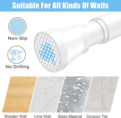 Tension Curtain Rod Spring Tension Rods for Windows 28 to 48 Inch, No Drilling, 7/8" Diameter, White Adjustable Curtain Rod, Small Shower Curtain Rod for Bathroom, Doorway, Closet, Kitchen