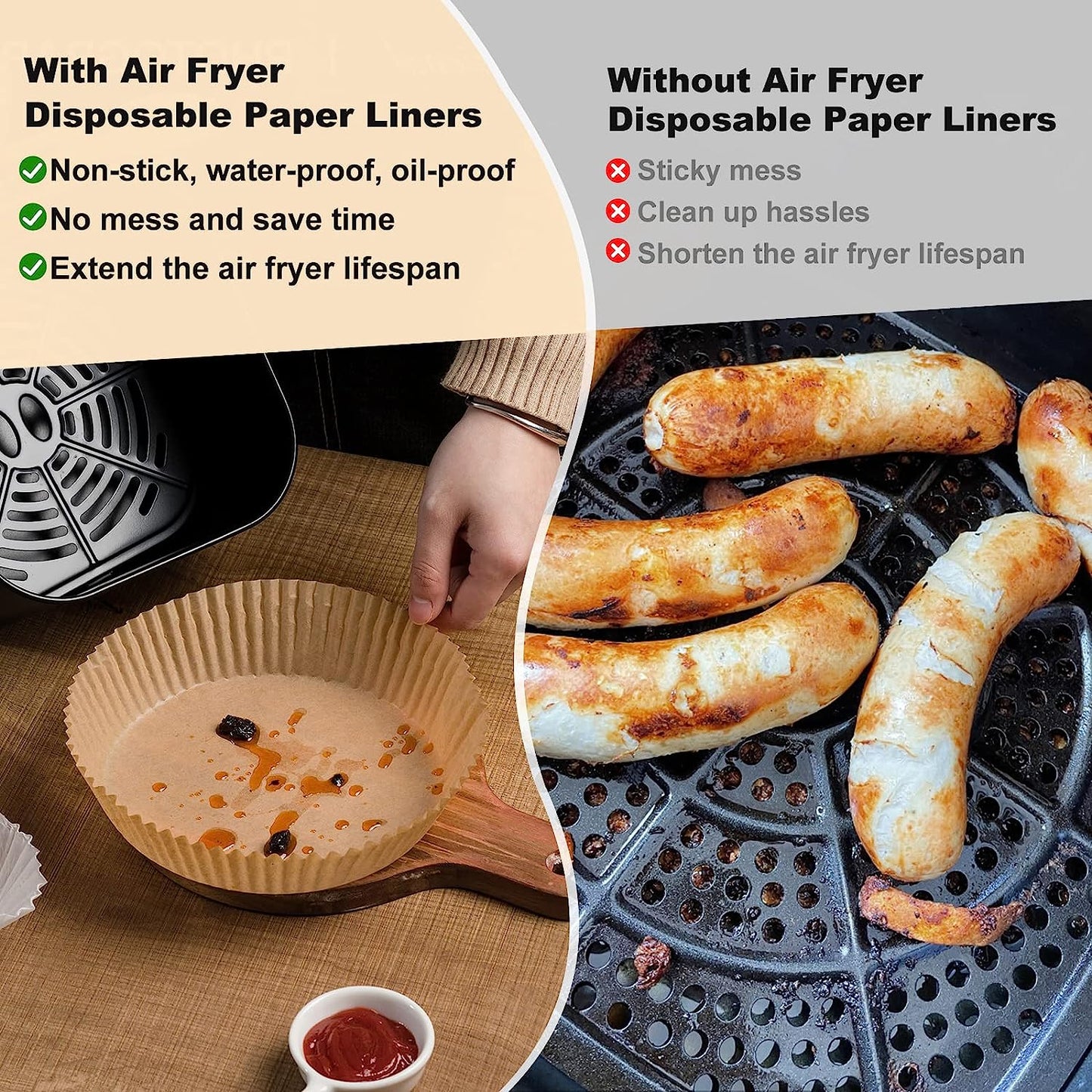 Small round Air Fryer Liners Disposable, 200 PCS 6.3" Air Fryer Paper Liners for Ninja AF101, Non-Stick and Oil Proof Baking Paper Liner for 2-4 Qt Airfryer Basket