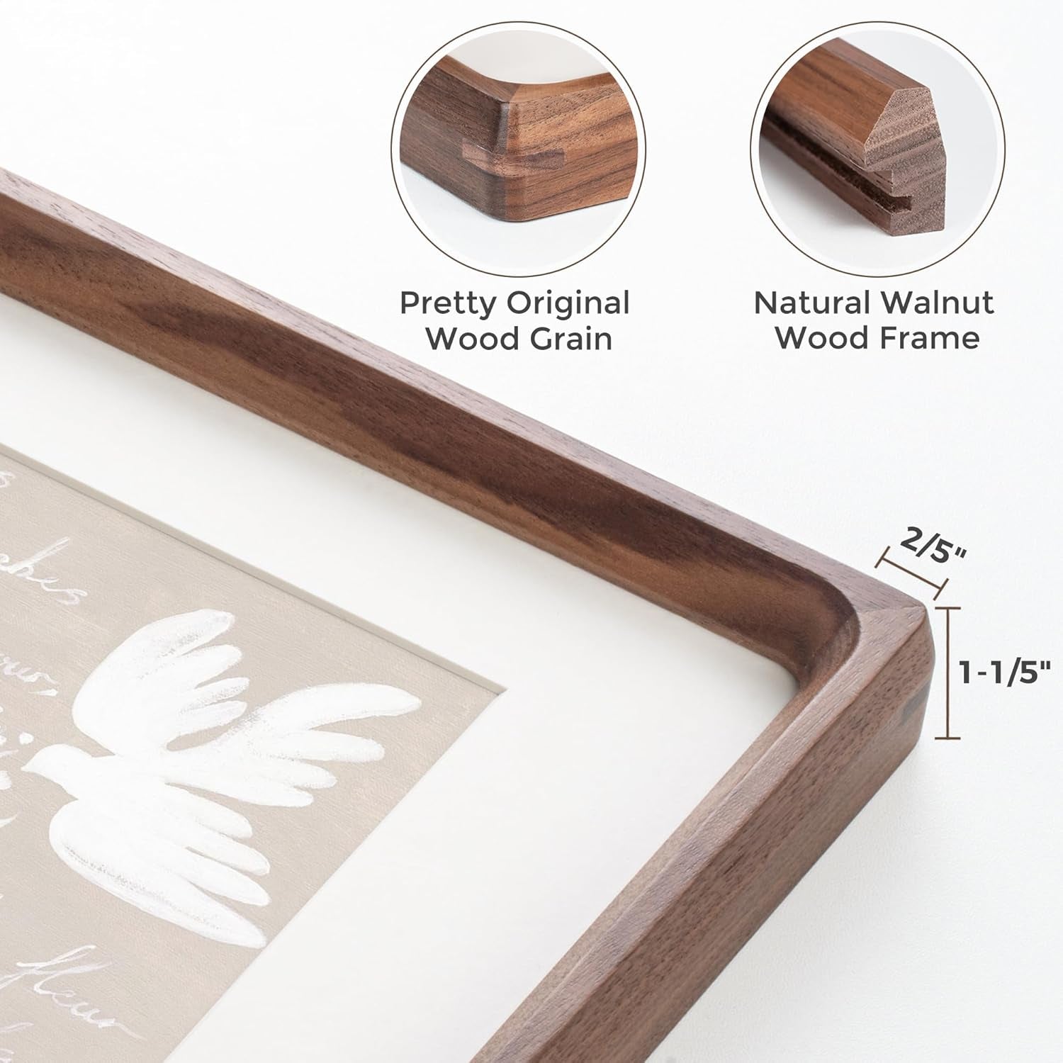 16X20 Picture Frames Natural Walnut,Original Wood Hand Make Crafted Poster Frame with Mat to 11X14 Graduation Picture Display,Family Picture,Wedding Picture,Photo,Document Wall Mounted