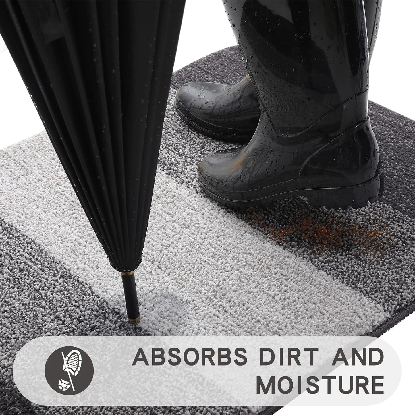 Indoor Outdoor Door Mat, 32X20 Non-Slip Absorbent Dirt Trapper, Low-Profile Washable inside Entrance Front Floor Mat, Sturdy Soft Entry Doormats for Entryway, Grey