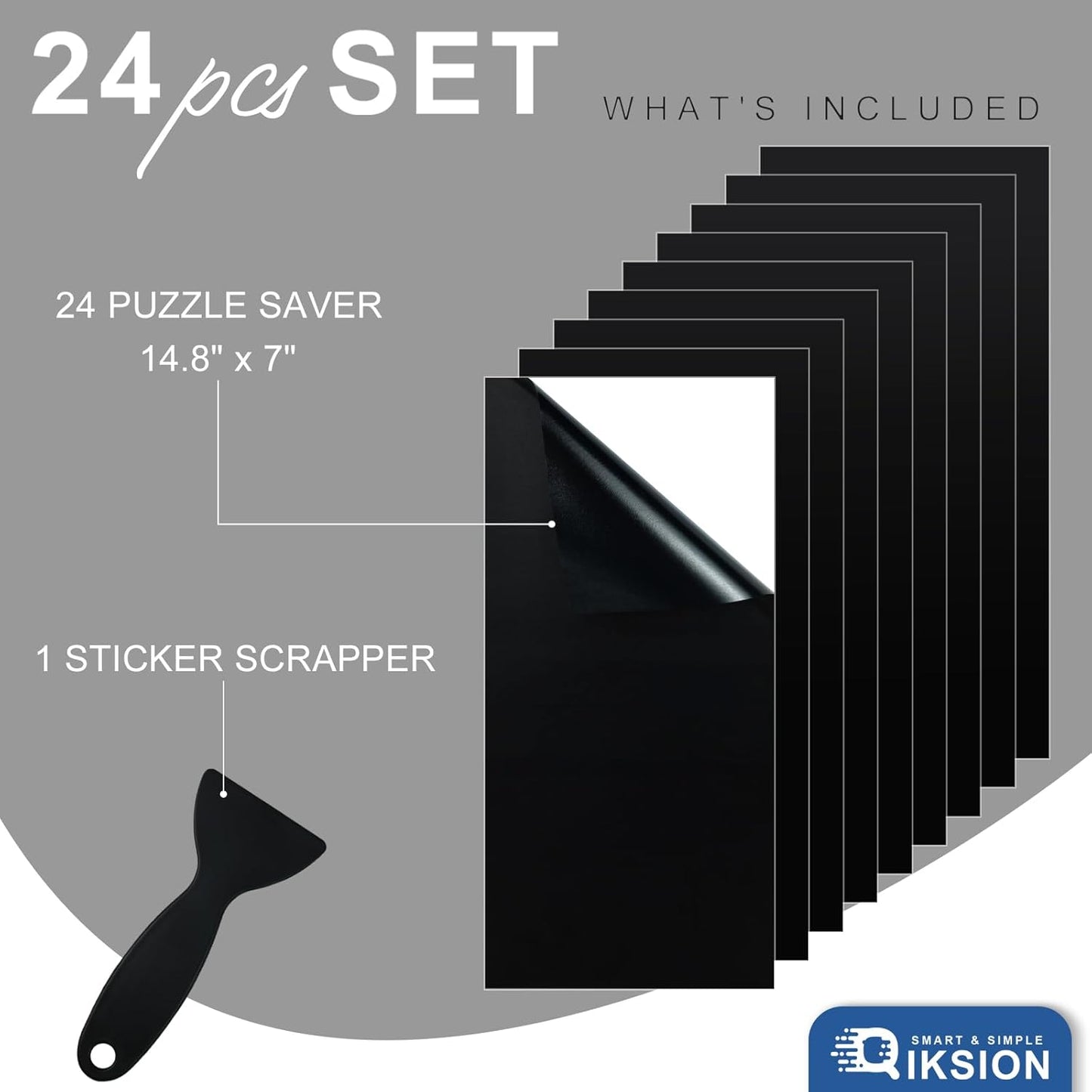 24 Black Puzzle Saver Sheets, Peel & Stick, Preserve 4 X 1000 Pieces Jigsaw Puzzles