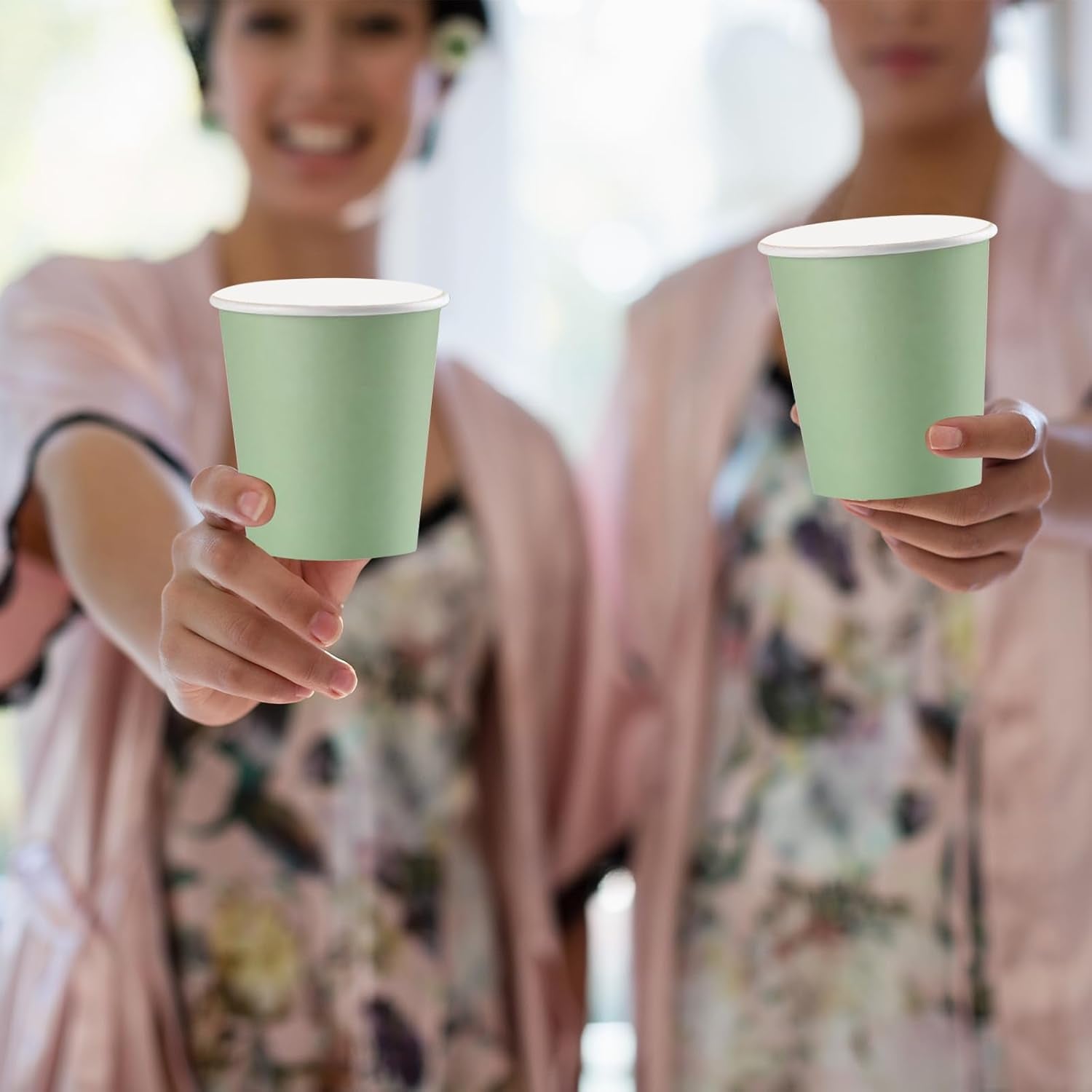 100Pcs 9Oz Sage Green Paper Cups,Disposable Coffee Paper Cup,Green Party Cups Beverage Drinking to Go Cups for Birthday Bridal Shower Wedding Easter St Patricks Baby Shower Party Supplies