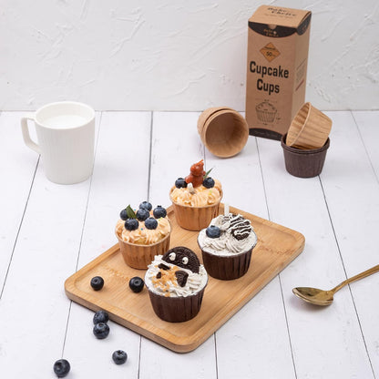 50Pcs Natural Cupcake Baking Cups, Heavy Duty Parchment Paper Cupcake Liners 3.5Oz for Muffin, Dessert.