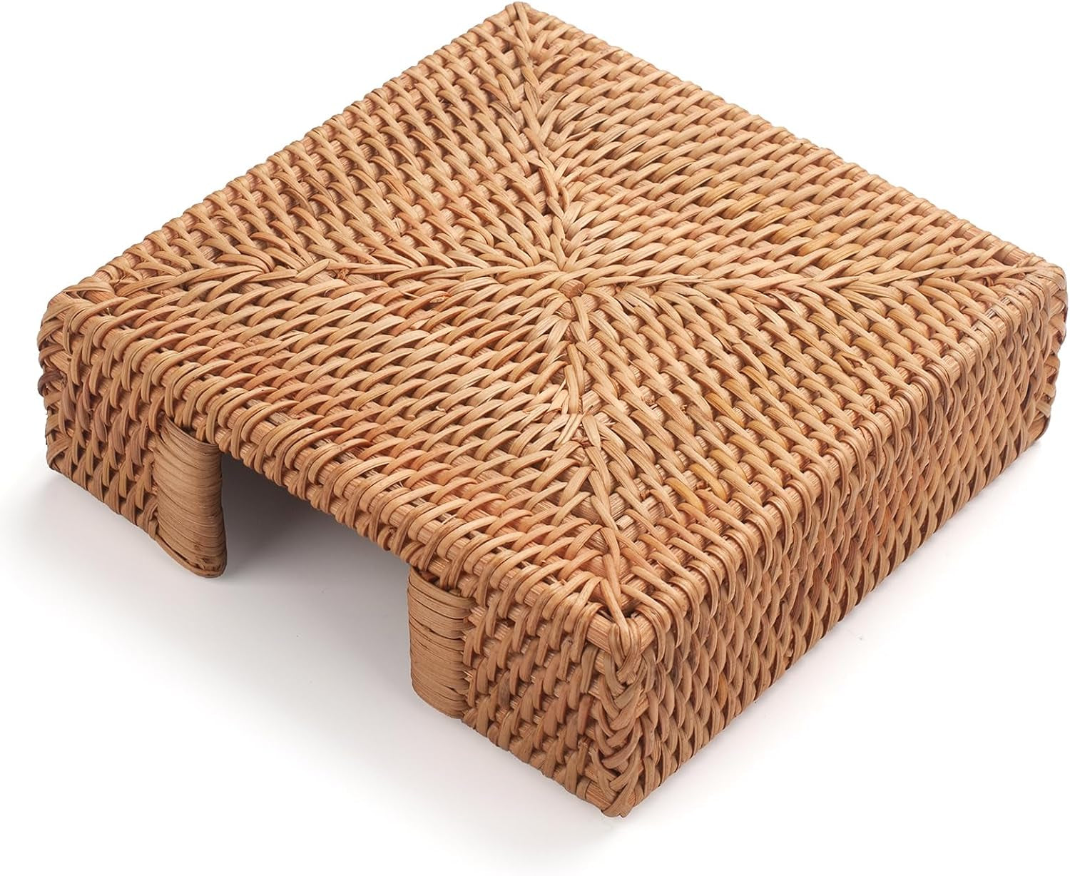 Rattan Napkin Holder Square Woven Flat Napkin Basket Tray for Tables 7.5" X 7.5" X 2.5"