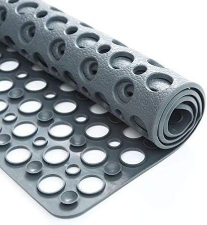 Nonslip Bathtub Mat Extra Soft TPE Bath Mat for Kids, Machine Washable Bathroom Shower Mat(Gray/ 30L X 17W Inch)