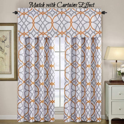 Blackout Curtain Valances for Kitchen Thermal Insulated Window Valances for Living Room Rod Pocket Short Curtain 1 Panel, 52X18 Inch, Mustard and Grey