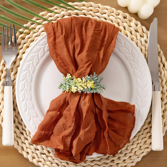 Terracotta Cheesecloth Napkins Fall Burnt Orange Thanksgiving Cheese Cloths Gauze Set of 10 Boho Washable Dinner Table Napkins for Wedding Party Baby Shower Birthday Party Decor