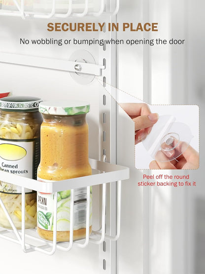 Adjustable over the Door Pantry Organizer, 9-Tier Metal Pantry Organization and Storage for Kitchen, Hanging Spice Rack Seasoning Shelves, Cabinet Door Organizer for Easy Install, 16" White