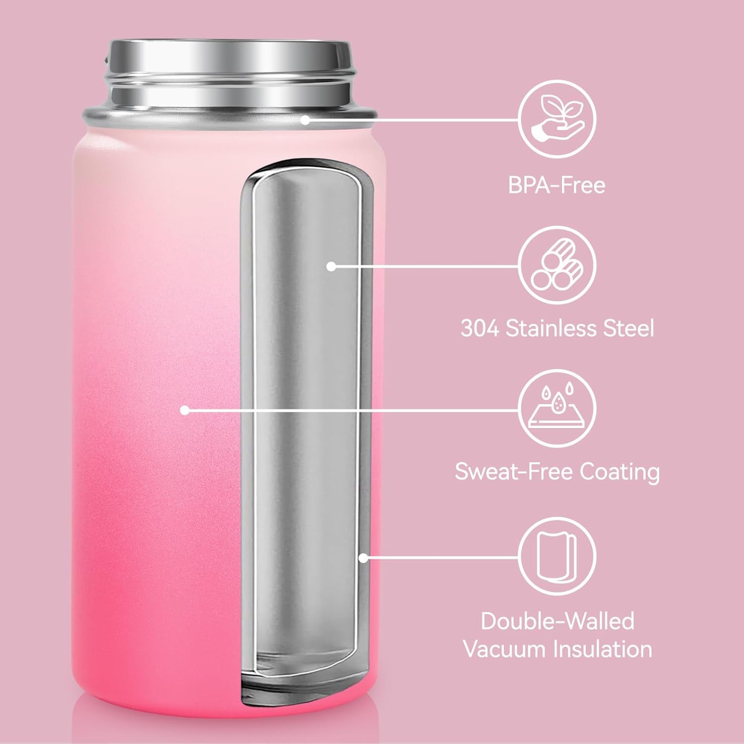12 Oz Toddler Bottle, Kids Water Bottle for School Boys&Girls with Straws Lids, 304 Stainless Steel Vacuum Insulated Thermos, Bpa-Free, Blue Black + Cherry Blossom