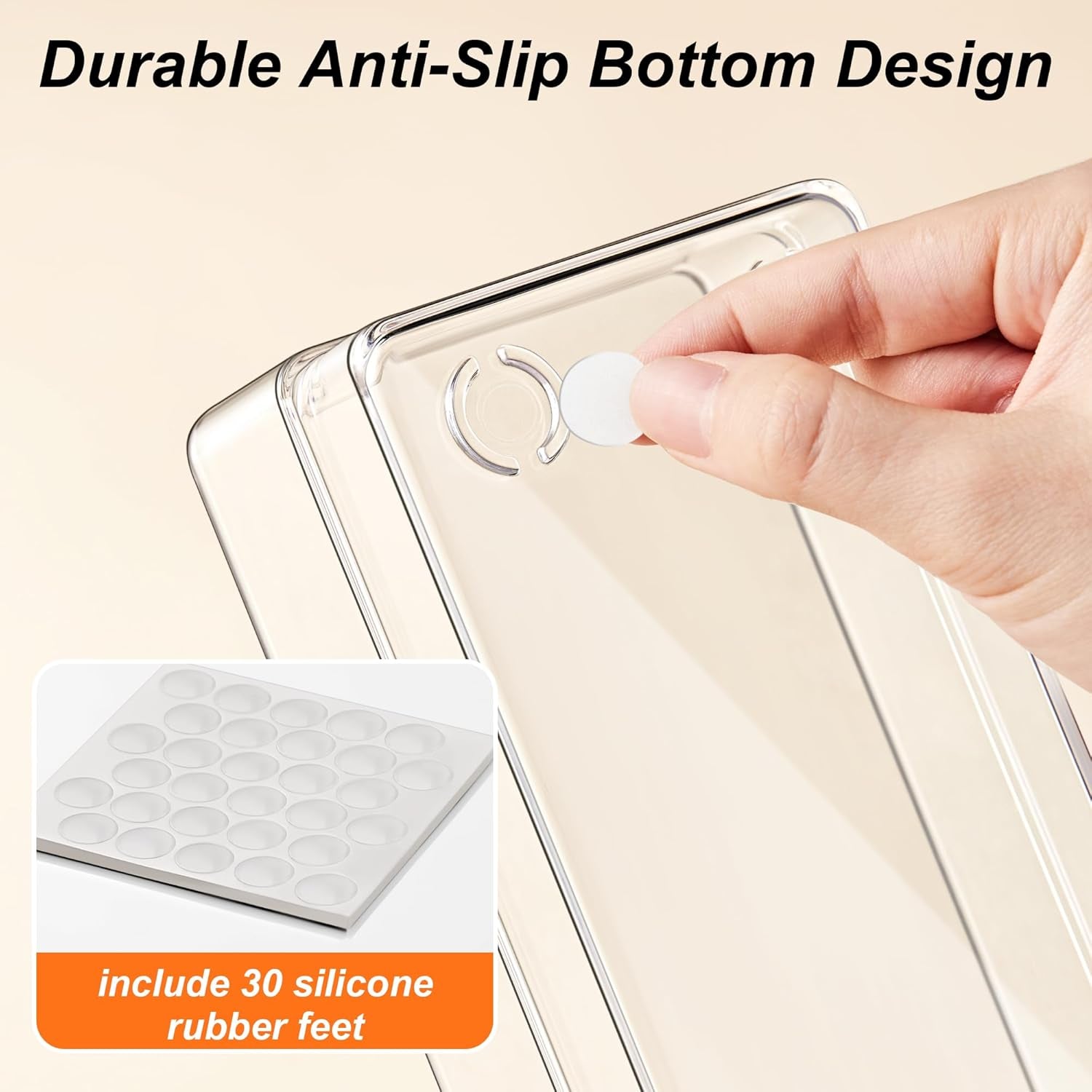 7-Piece Drawer Organizer with Non-Slip Silicone Pads, 4-Size Desk Drawer Organizer Trays Storage Tray for Makeup, Jewelries, Utensils in Bedroom Dresser, Office and Kitchen (Clear)