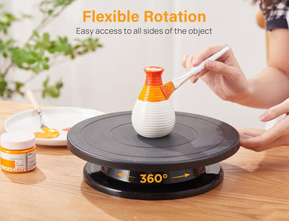 11 Inch Rotate Turntable Sculpting Wheel Revolving Cake Turntable Black Painting Turn Table Lightweight Stand for Paint Spraying Spinner, Cake Decorating, Displaying Item