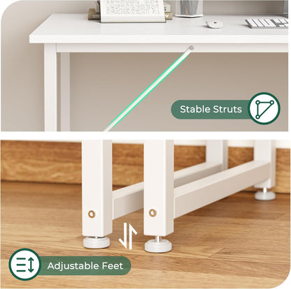 55-Inch Modern Home Office Desk with Sturdy Metal Frame and Ample Legroom for Gaming and Writing
