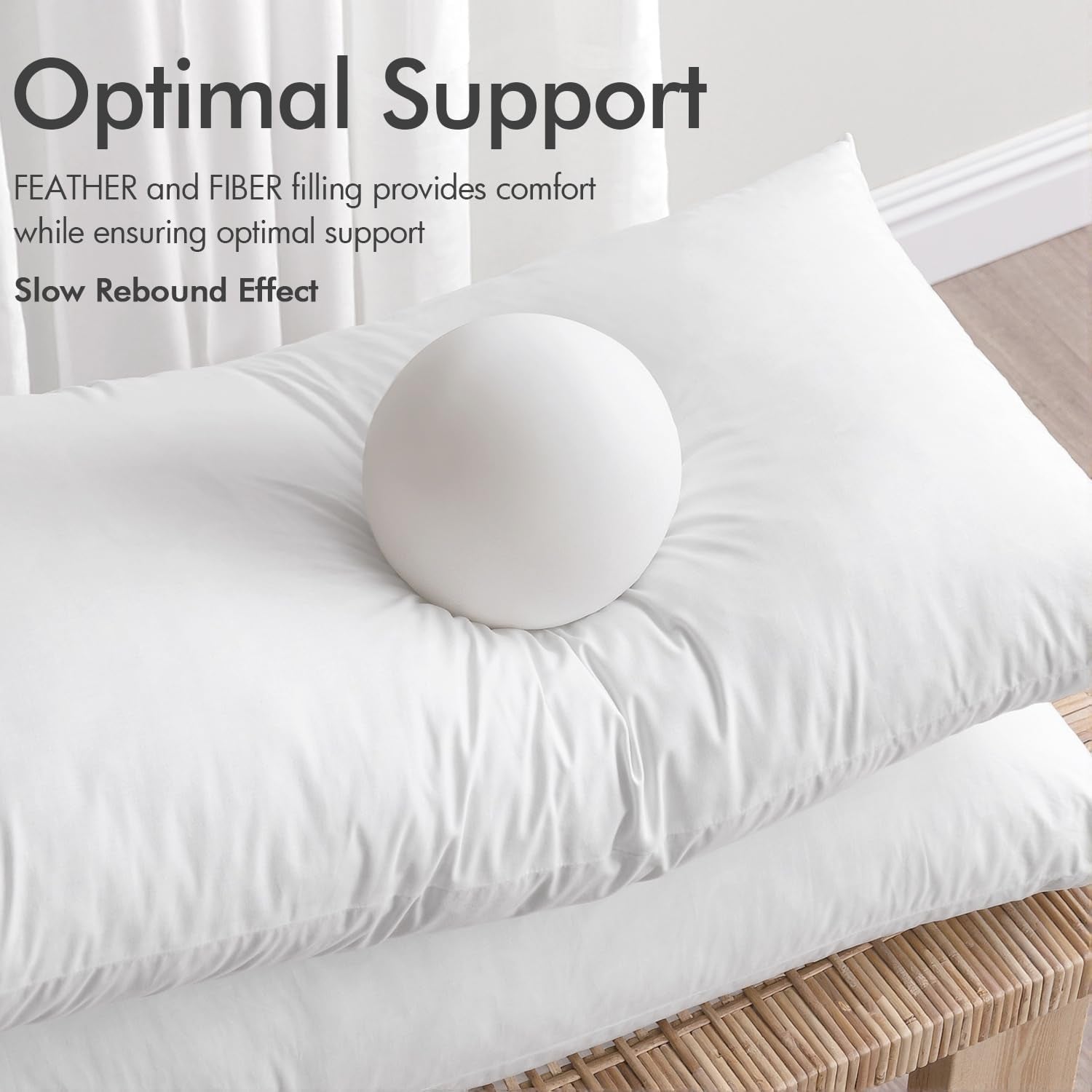 Lumbar Pillow Insert 14X22 Inch, Feather Mix Polycotton with Cotton Fabric Rectangle Decorative Throw Pillows for Couch Bed Sofa