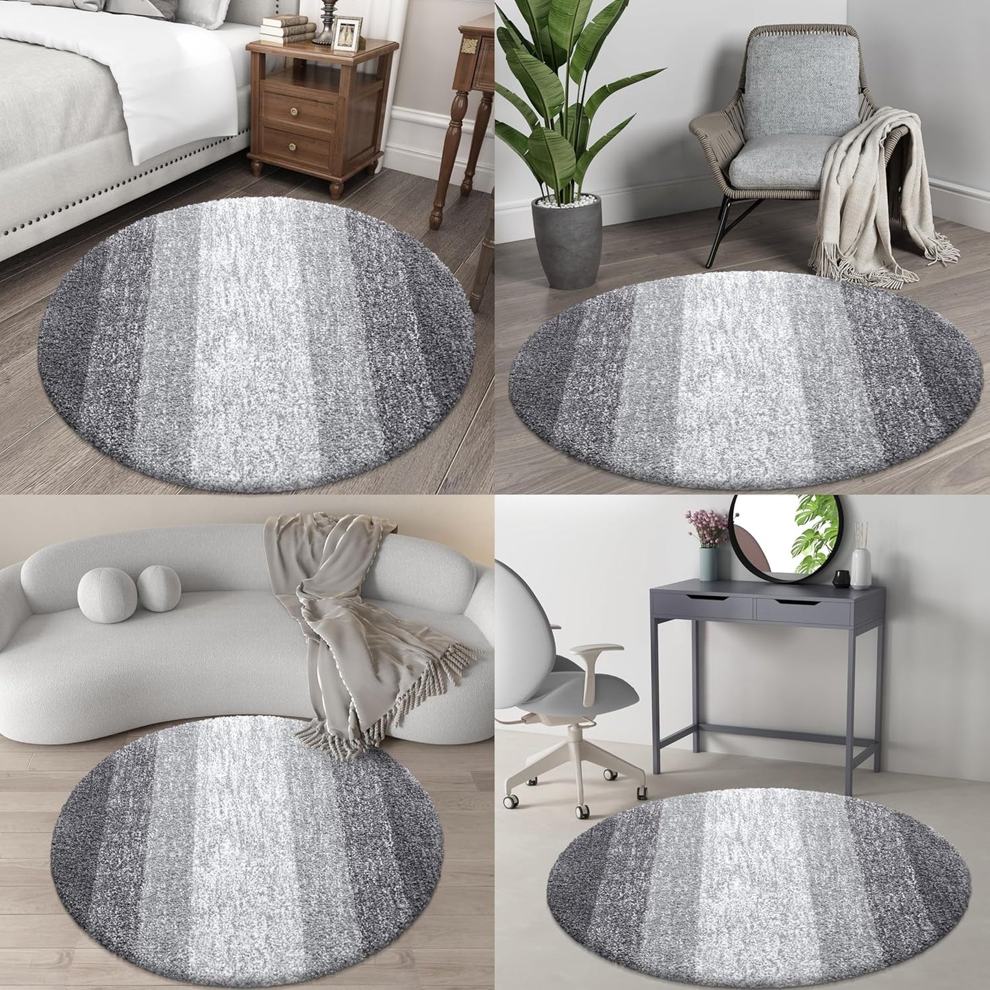 30-Inch round Bathroom Rugs, Extra Soft and Absorbent Microfiber Bath Rugs, Quick Dry Machine Washable Bath Mats for Bathroom Floor, Tub and Shower, Home Decor Accessories, Grey