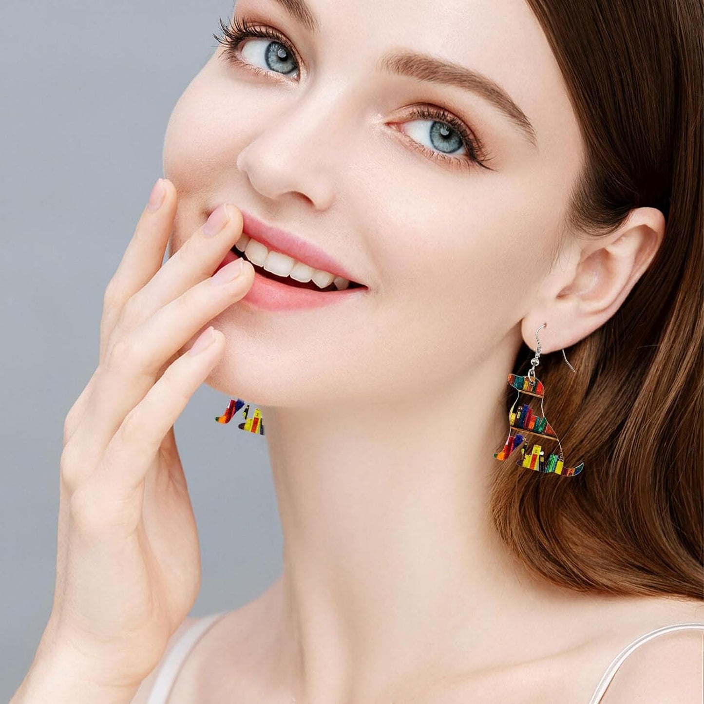 Bookcase Earrings, Book Dangle Earrings for Women Book Lover, Bookshelves Earrings Acrylic