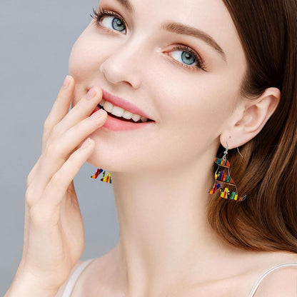 Bookcase Earrings, Book Dangle Earrings for Women Book Lover, Bookshelves Earrings Acrylic