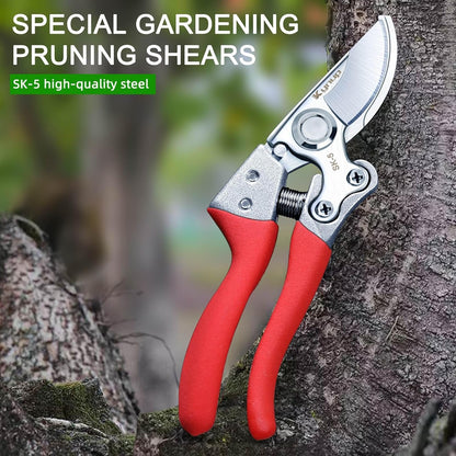 Pruning Shears, Gardening Scissors, Pruners for Gardening, Garden Grass Clippers Hand Hedge Shears, Heavy Duty Garden Tools(Red)